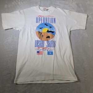 Vintage Desert Shield Shirt Mens M White Fruit Of The Loom Storm Graphic Tee